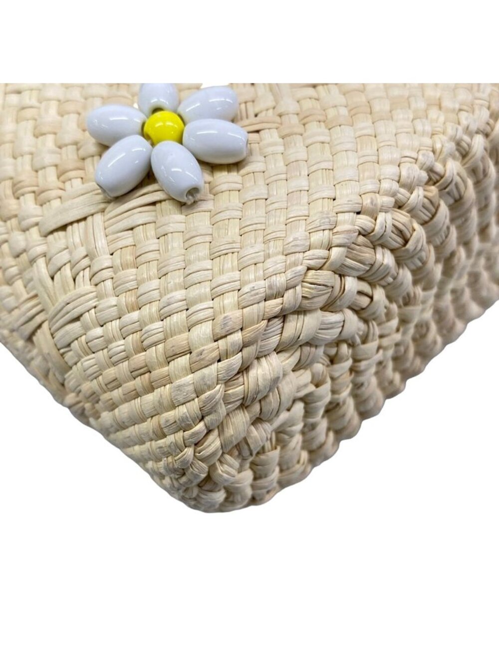 Loewe Shoulder Bag Square Pocket Ivory Green Multi Beads Flower Drawstring Braid - Picture 6 of 15